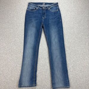 Reba Bootcut Jeans Womens Size 6 Blue Embroidered Rhinestone Cowgirl Rodeo Faded